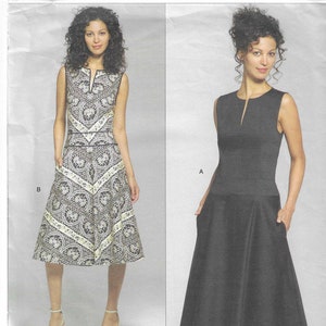 Vogue 2900 DKNY Donna Karan Sleeveless Flared Skirt Neckline Slit UNCUT FF Bust 30.5-31.5-32.5 Sizes 6-8-10 Women&#39;s Sewing Pattern