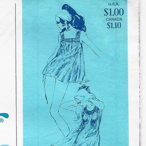Stretch & Sew 2085 1970s Sleeveless Yoked Nightgowns Neckline Variations Uncut Bust 30 - 42 Women&#39;s Vintage Sewing Pattern
