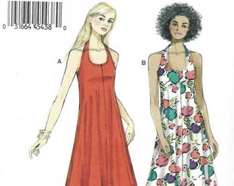 Halter Neck Plus Size Hi-Low Hemline Dress Very Easy to Sew Vogue 8994 UNCUT FF Sizes 16 - 24 Women's Sewing Pattern