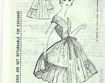 Spadea N-1338 1960s Dance Dinner Cocktail V Neck Shirring Full Skirt Mollie Parnis FF Size 12 Bust 35 Women's Vintage Sewing Pattern