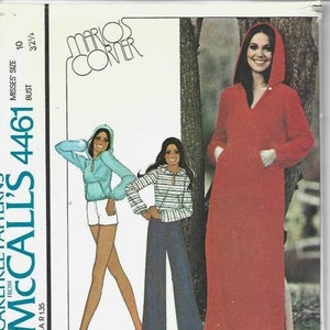 McCall&#39;s 4461 1970s Hooded Dress/Caftan or Top + Wide Leg Pants or Shorts Marlo&#39;s Corner UNCUT FF Bust 32.5 Women&#39;s Vintage Sewing Pattern
