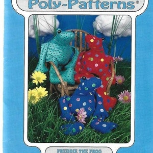 Freddie the Frog Stuffed Animal Toy Sewing Pattern 14 Inches Long UNCUT FF DIY Toy Soft Sculpture Toy Sewing Pattern