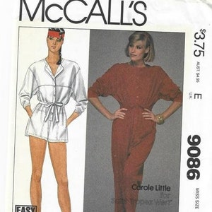 McCall&#39;s 9086 UNCUT FF 1980s Jumpsuit or Romper Jewel Neckline Carole Little for  Size Medium Bust 36-38 Women&#39;s Vintage Sewing Pattern