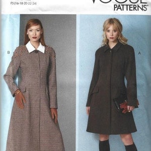 Vogue 11238 UNCUT FF Plus Size Misses Lined Coat in Two Lengths Snap Front Closure  Sizes 16-24 Bust 38 - 46 Women&#39;s Sewing Pattern