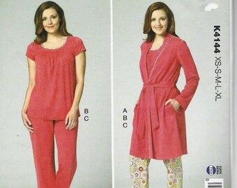 Misses' Long Sleeve Robe Top & Pants Kwik Sew 4144 Uncut FF Bust 31.5 - 45 Sizes XS - XL Women's Sewing Pattern