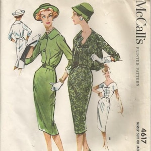 May include: Vintage sewing pattern for a women's suit or jacket dress. The pattern is McCall's 4617, size 14, bust 34. The pattern is printed on white paper with black text and illustrations of two women wearing the suit and dress.