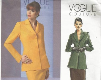 2000s Vogue Couture Lined Jacket & Slim Skirt Office Career Business Vogue 2887 UNCUT FF Sizes 12-14-16 Bust 34-36-38 Women's Sewing Pattern