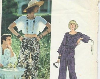 1970s Peasant Style Scoop Neck Midriff or Full Length Top/Pants/Skirt Vogue 1214 UNCUT FF Sz 12 Bust 34 Women's Vintage Sewing Pattern