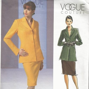 Vogue 2887 2000s Vogue Couture Lined Jacket & Slim Skirt Office Career Business UNCUT FF Sizes 12-14-16 Bust 34-36-38 Women's Sewing Pattern