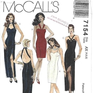 1990s Cocktail or Evening Dress Backless Halter Neck Criss Cross Straps McCall's 7154 Uncut FF Bust 29.5-31.5 Women's Vintage Sewing Pattern