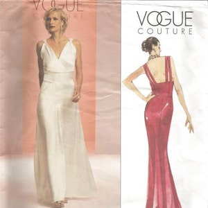 Backless Evening Dress Plunging V Neckline Mock Wrap Bodice OOP Vogue 2707 Uncut FF Sizes 6-10 Bust 30.5 - 32.5 Women&#39;s Sewing Pattern
