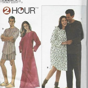 Simplicity 8463 UNCUT FF 1990s Caftan Nightshirt & Pajamas in 2 Lengths Sizes XS-S-M Bust/Chest 30-40 Women&#39;s Vintage Sewing Pattern