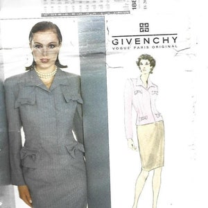 Vogue 1889 UNCUT FF 1990s John Galliano for Givenchy Plus Size Ladies&#39; Slim Skirt Suit Size 18-20-22 Women&#39;s Vintage Sewing Pattern