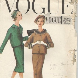 Vogue S-4918 UNCUT FF 1950s Two Piece Suit Jacket with Sleeve Variations & Slim Skirt  Bust 36 Women&#39;s Vintage Sewing Pattern