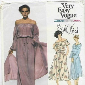 1970s Edith Head Evening or Day Dress & Stole Peasant Off-Shoulder Vogue 1895 UNCUT FF Size 8 Bust 31.5 Women's Vintage Sewing Pattern