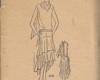 1920s Flapper Dress Evening Bridal Dress Drop Waist Tiered Skirt Ladies Home Journal 6136 FF Size 14 Bust 32 Women's Vintage Sewing Pattern