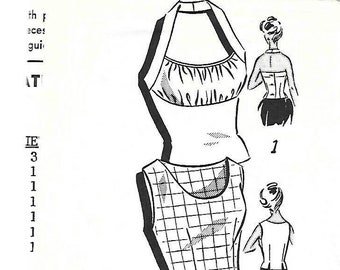 1950s Misses' Summer Tops Halter Tops Sleeveless Tops Patt-O-Rama 8322 Factory Folds Bust 34 Women's Vintage Sewing Pattern