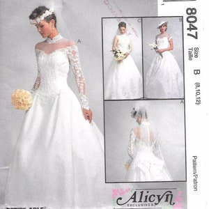 1990s Misses&#39; Wedding Gowns Three Styles McCall&#39;s 8047 by Alicyn UNCUT FF Sizes 8-10-12 Bust 31.5-32.5-34 Women&#39;s Vintage Sewing Pattern