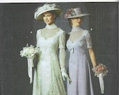 Edwardian Titanic Wedding or Evening Dress and Hats Simplicity 9716 UNCUT FF Sizes 6-12 Bust 30.5 - 34 Women 39 s Sewing Pattern