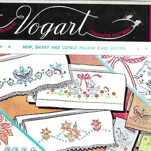 1950s Vogart 644/706 Hot Iron Transfer Pillow Case Designs Kittens and Scandinavian Motifs UNUSED Vintage Transfer Pattern