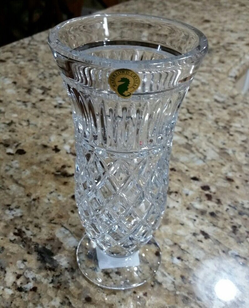 Waterford Crystal Marlene Vase Cross and Wedge Diamond Cut Etsy