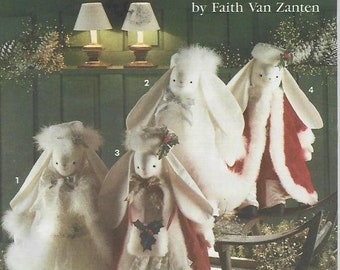 1990s Christmas Bunnies 20" Tall & Clothes Faith Van Zanten Simplicity 8101 UNCUT FF Vintage DIY Christmas Vintage Sewing Pattern