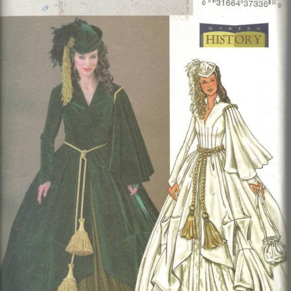 Butterick 4051 Scarlett O'Hara Pattern Green Drapery Dress SEWING PATTERN Uncut FF  Sizes 12-14-16 Bust 34 36 38 Women's Sewing Pattern