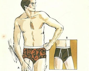 1970s Men's Briefs Double Fabric Fly Kwik Sew 726 UNCUT FF Waist  30 32 34 36 Men's Vintage Sewing Pattern