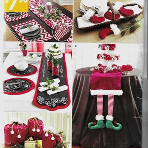 Simplicity W0158 Christmas Accessories Table Runner Placemats Table Runner with Legs UNCUT FF Christmas Sewing Pattern