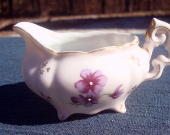 Lefton Mini Creamer Violets on Pink Vintage