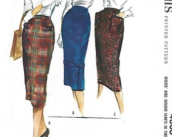 1950s Misses' Slim Skirts Three Styles McCall's 4606 Waist 25 Cut and Complete Women's Vintage Sewing Pattern