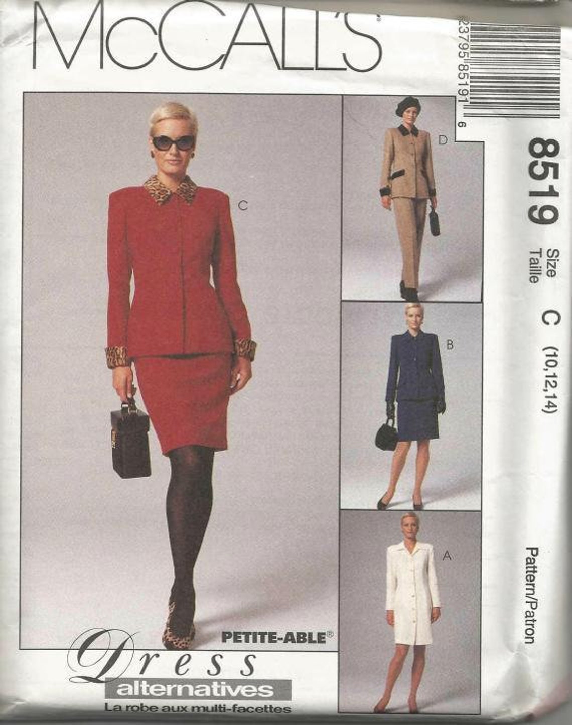 1990s Suit Office Wear Pants Skirt Dress McCall's 8519 | Etsy
