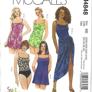 Plus Size Tops/Swimdress/Skirt/Briefs/Swimshorts/Sarong McCall's 4848 UNCUT FF Size 26W-32W Size 36-50 Women's Sewing Pattern