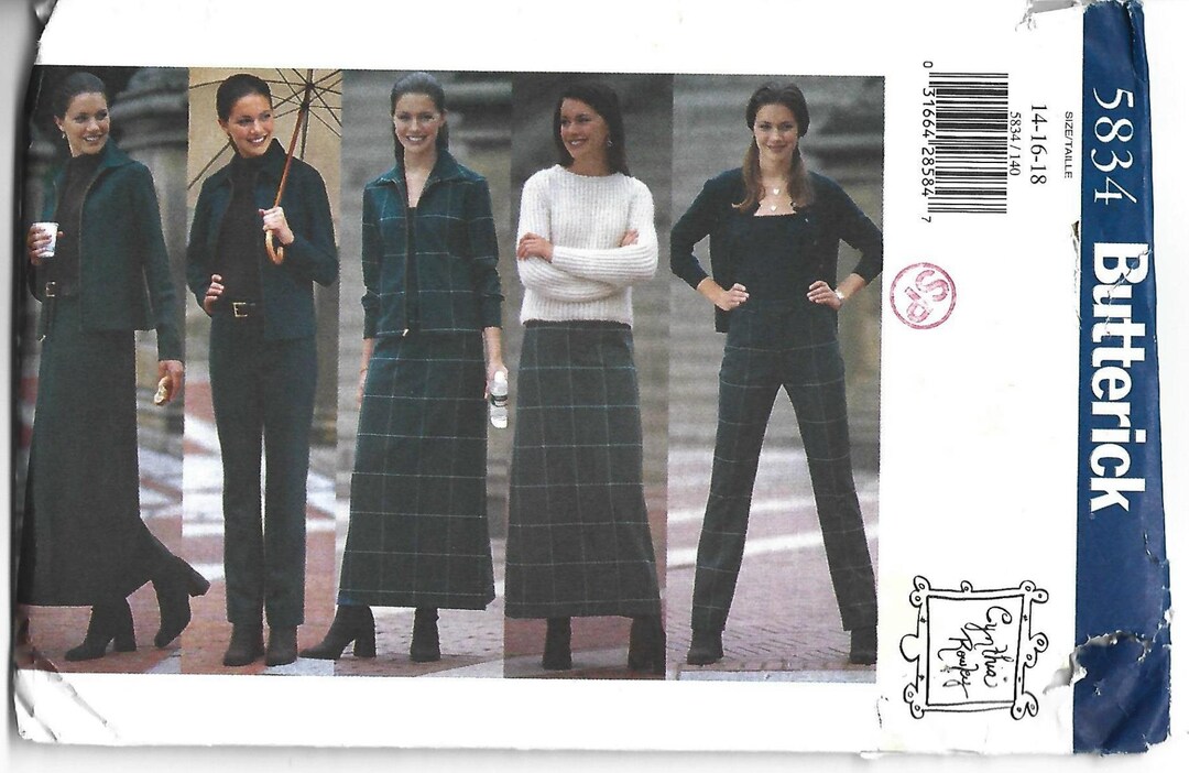 Butterick 5834 1990s Easy to Sew Top A-line Skirt Tapered