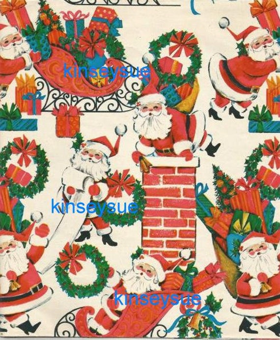 retro christmas wrapping paper here comes santa claus with etsy retro christmas wrapping paper