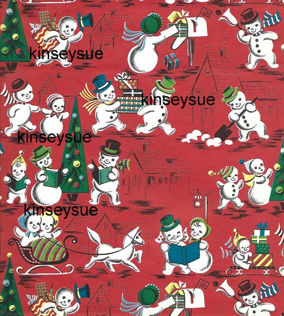 Vintage Department Store Roll of Wrapping Paper Christmas Gift Wrap Elves  HUGE