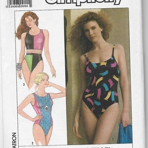 1980s One and Two Piece Swimsuits For Knits Only Simplicity 9210 UNCUT FF Sizes 6-8-10 Bust 30.5-31.5-32.5 Women's Vintage Sewing Pattern