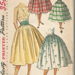Simplicity 1490 Uncut FF  1950s Full Skirt & Cummerbund Rockabilly Dance Skirt Easy Sewing Pattern Women&#39;s Vintage Sewing Pattern