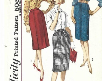1960s Misses' Skirts Three Styles Simplicity 3744 CUT COMPLETE Waist 26 Hip 36 Women's Vintage Sewing Pattern