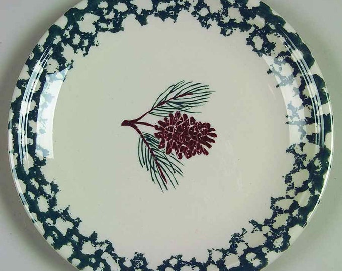 Pine Cone Tienshan Folk Craft Spongeware Dinner Plates Set of Etsy