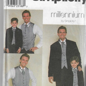 Simplicity 8808 UNCUT FF 1990s Men&#39;s and Boys&#39; Jacket Vest Ascot Boys S-M-L Men S-M-L-XL Men&#39;s Vintage Sewing Pattern