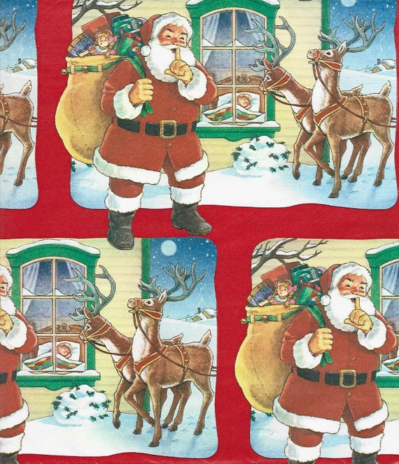 Santa Claus Gift Wrap Paper Flat Sheet 6pcs/Roll Xmas – WrapaholicGifts