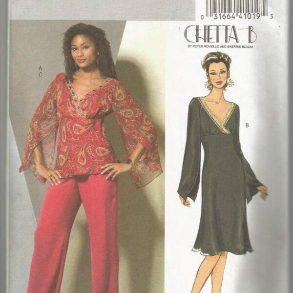Dress Top Pants Full Figure Wardrobe Chetta B Butterick 4851 Uncut FF Easy to Sew Size 16-18-20-22 Bust 38 - 44 Women's Sewing Pattern