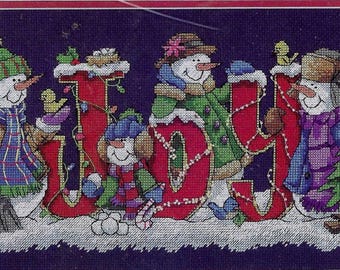 Joyful Snowmen Cross Stitch Wall Hanging