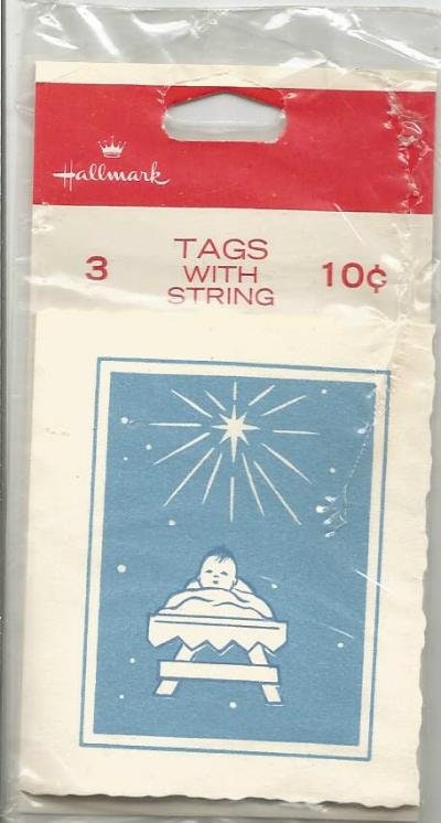 String Tags Hallmark Babe in the Manger Unopened Pack of Three Tags Vintage  Christmas Gift Tags Lot 55 
