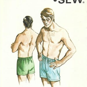 Kwik Sew 332/333 1980s Men&#39;s Boxer Shorts Men&#39;s Underwear UNCUT FF Waist 26 28 30 32 Men&#39;s Vintage Sewing Pattern