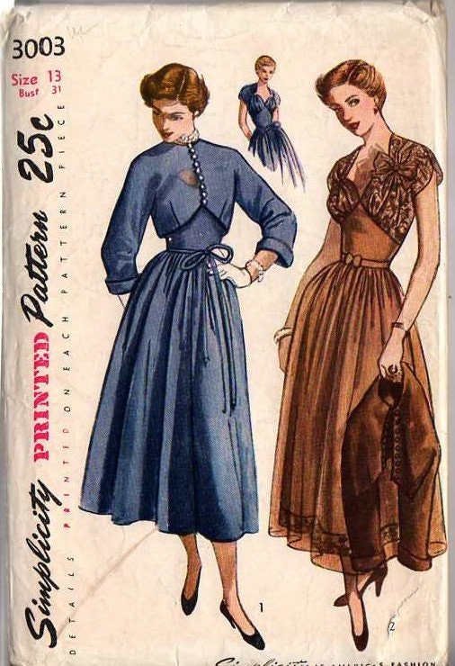 1940s Cocktail Dinner Party Dress & Bolero Sweetheart Neck | Etsy