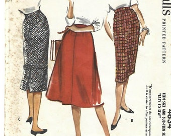 1950s Easy to Sew Skirts Three Styles Waist 28 C/C McCall's 4634 Women's Vintage Sewing Pattern