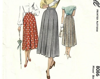 1950s Misses' Pleated Skirt Vintage Sewing Pattern McCall 8086 Cut Complete Waist 26 Women's Vintage Sewing Pattern