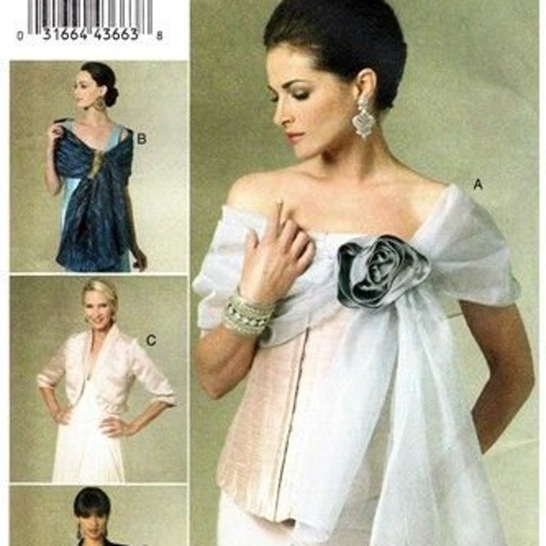 Elizabeth Gillett Evening Wraps Jackets Shrug Shawl Easy to Sew Vogue 8694 Uncut FF Sizes XS - M 4-14 Bust 29 - 36 Women's Sewing Patterns